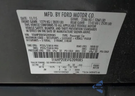 2015 Ford Taurus Sel z USA, uszkodzony, nr VIN 1FAHP2E85FG209085